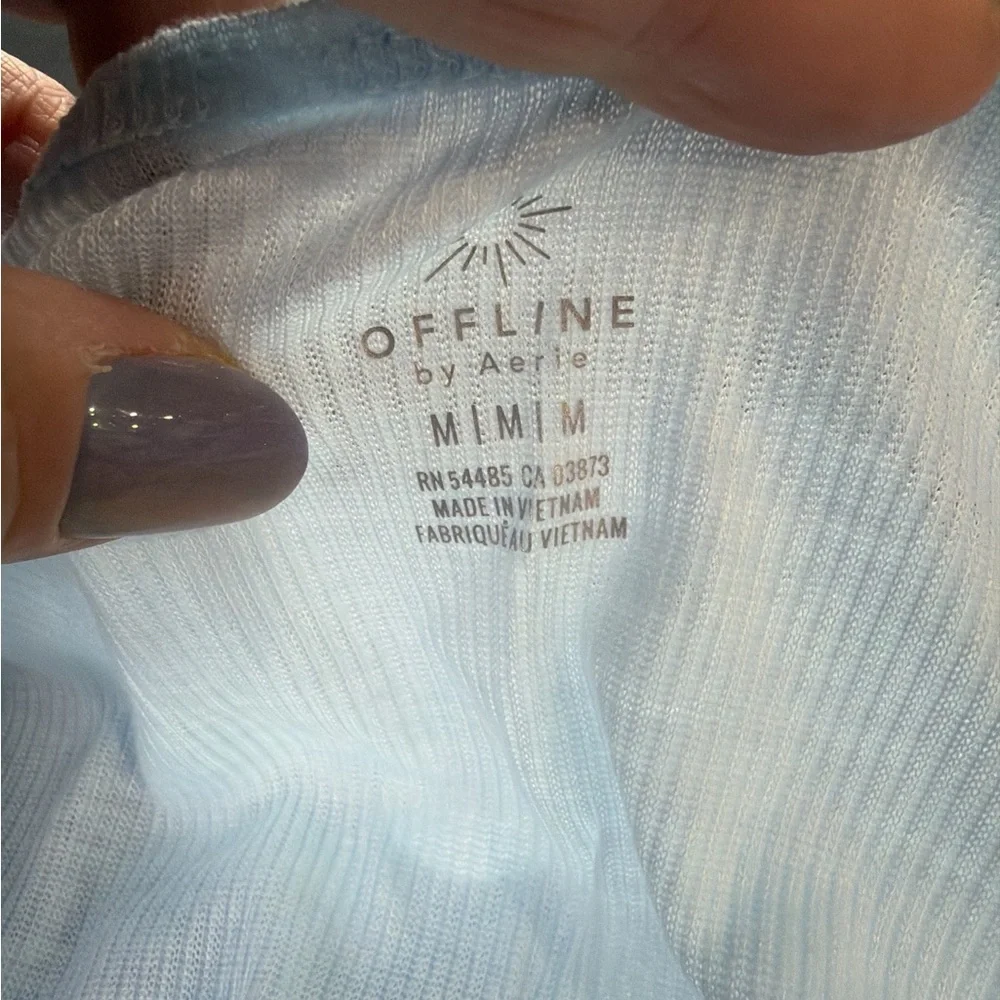 Offline by Aerie Light Blue Ribbed Tank Top - Picture 3 of 3
